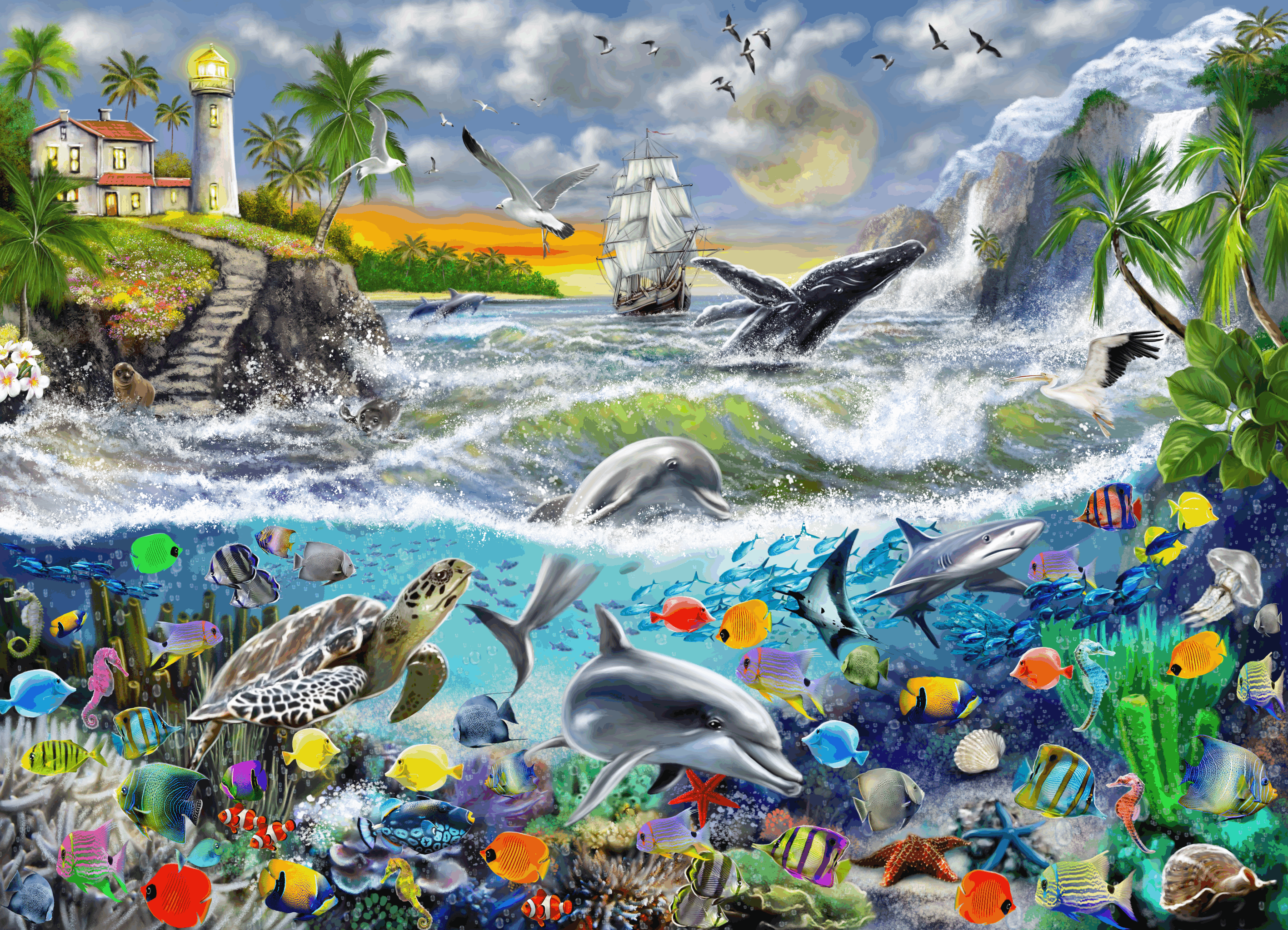 Buy Aquatic Island Puzzles with 1000 Piece | Brain Tree Games
