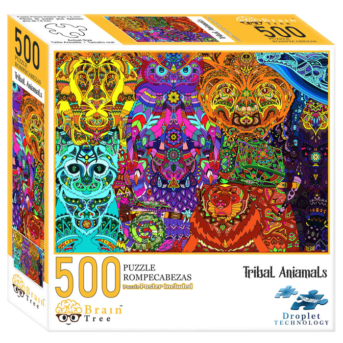Tribal Animals 500 Pieces Jigsaw Puzzles Brain Tree Games