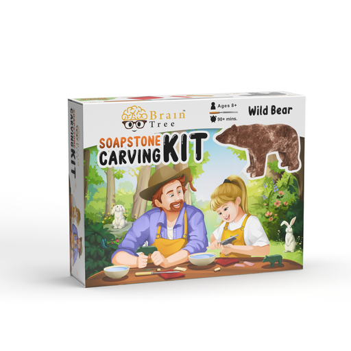 Wild Bear Soapstone Carving Kit: Safe and Fun DIY Craft for Kids and Adults Brain Tree Games - Jigsaw Puzzles