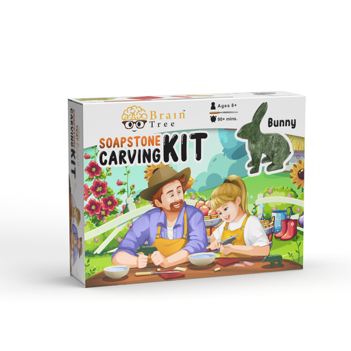 Bunny Soapstone Carving Kit: Safe and Fun DIY Craft for Kids and Adults Brain Tree Games - Jigsaw Puzzles
