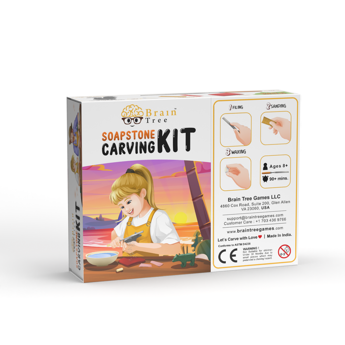 Cat Soapstone Carving Kit: Safe and Fun DIY Craft for Kids and Adults Brain Tree Games - Jigsaw Puzzles