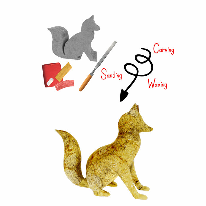 Fox Soapstone Carving Kit: Safe and Fun DIY Craft for Kids and Adults Brain Tree Games - Jigsaw Puzzles